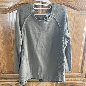 Mystree Chunky Knit Tan Sweater M/L Crew V-Neck